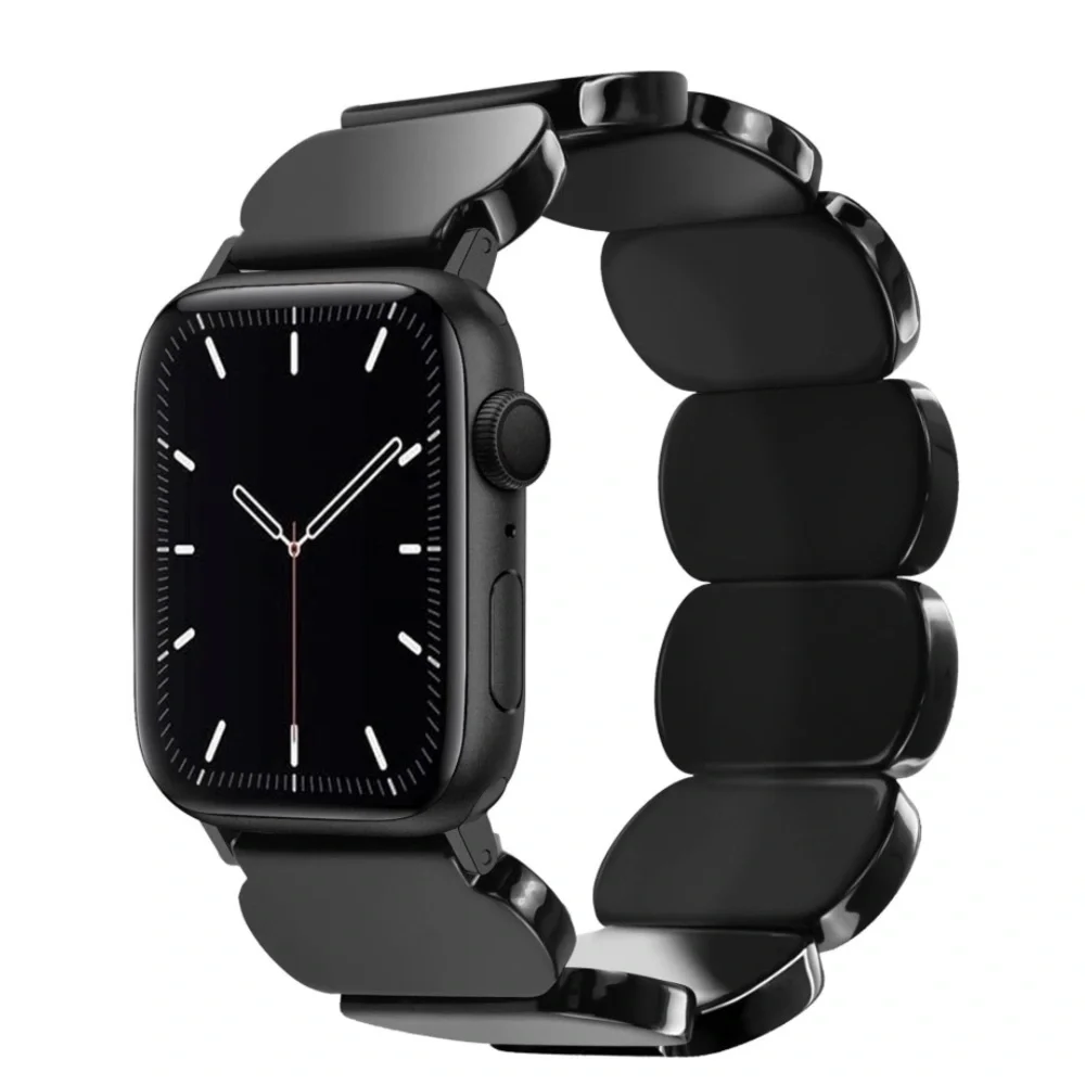 Black Resin STRETCH Smartwatch Band For ALL APPLE WATCH SERIES for WOMEN